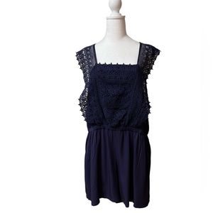 Forever 21+ plus size lace bodice with shorts low back with tie romper size 2X